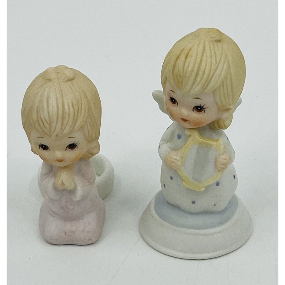 Lefton Christopher Collection Set 2 Porcelain Angels Geo Z Lefton Miniatures